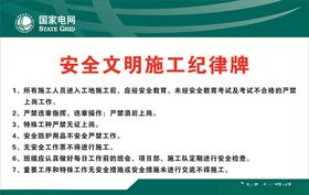 安全文明施工纪律牌