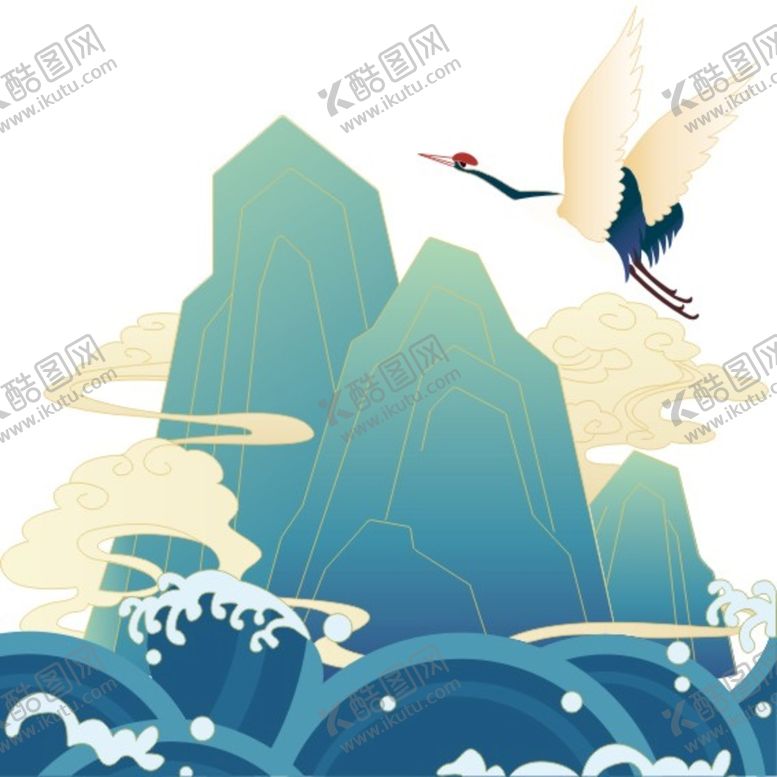 编号：08724609132255222785【酷图网】源文件下载-国潮素材-山鹤