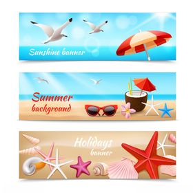 夏日海滩度假横幅素材