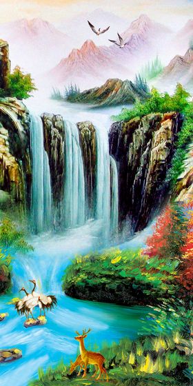 流水生财玄关背景