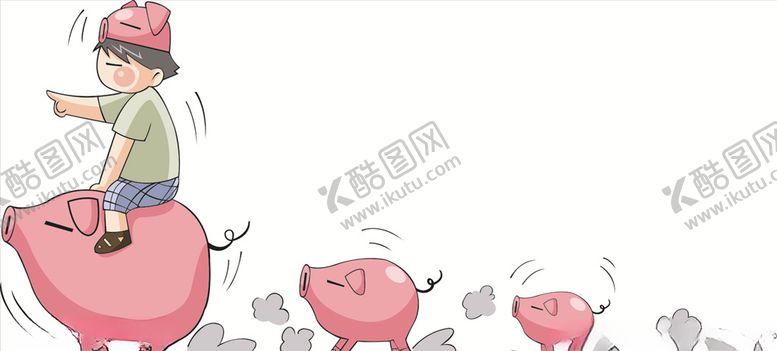 编号：53545310020156532634【酷图网】源文件下载-矢量图骑猪的男孩