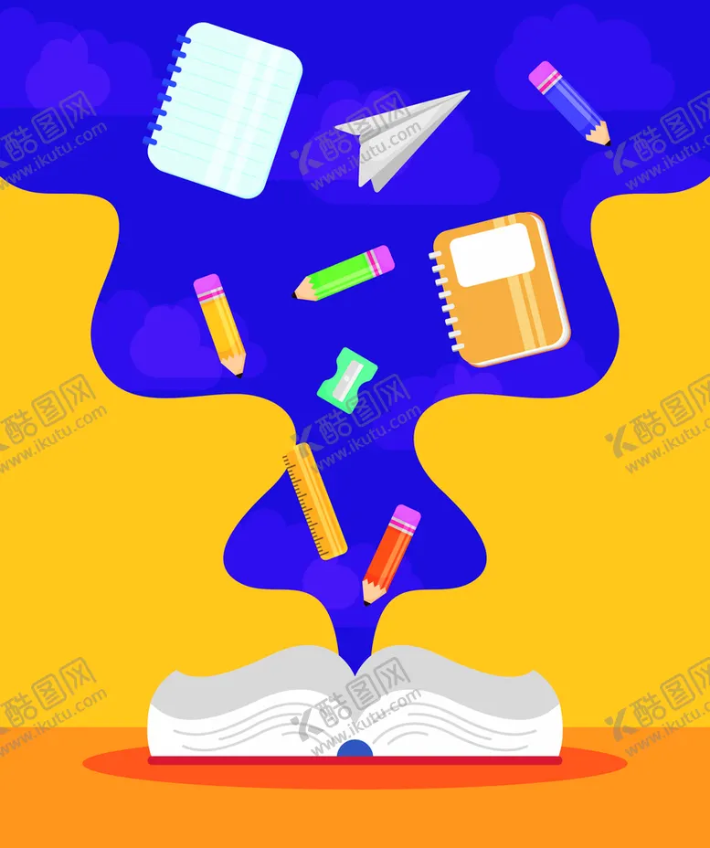 编号：76091210031640300562【酷图网】源文件下载-ai矢量开学季书本插画