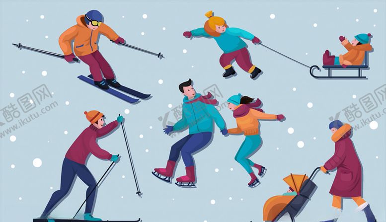 编号：27893209290027135000【酷图网】源文件下载-冬季滑雪人物