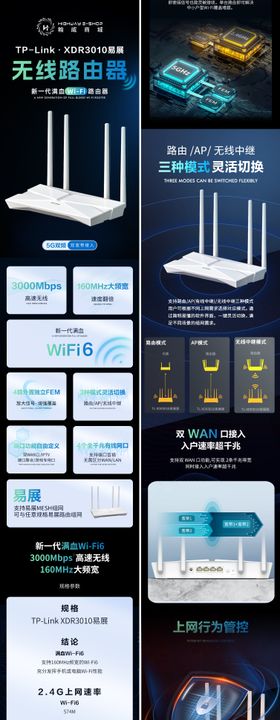 电商科技无线路由器详情页