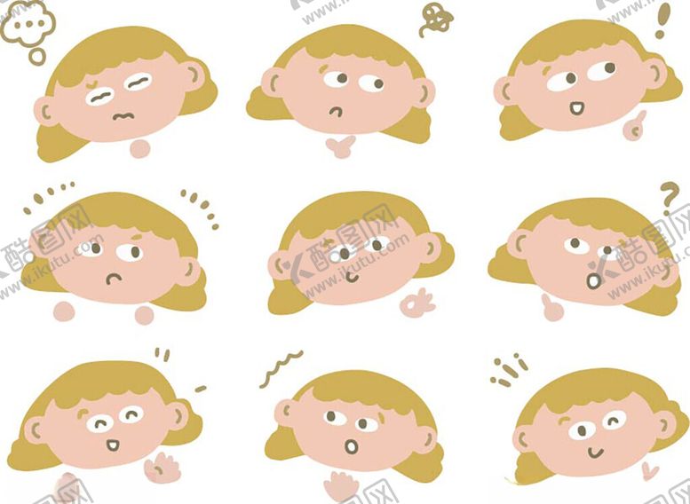 编号：85275711251621471612【酷图网】源文件下载-可爱女孩多样表情集合