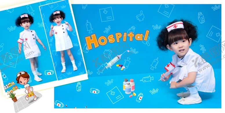 编号：45205909271144093759【酷图网】源文件下载-小护士儿童通用相册PSD模板