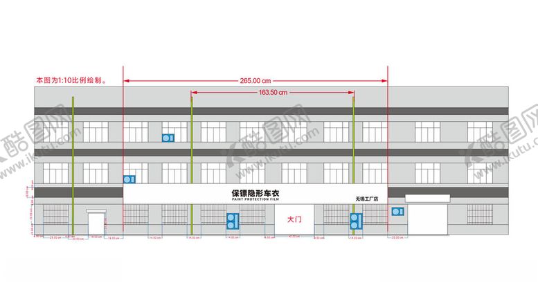 编号：18231605250233234070【酷图网】源文件下载-工厂生产大楼外墙立面图线稿图