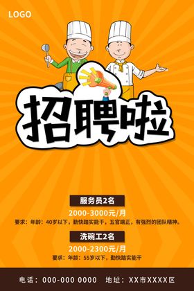 餐厅招聘海报