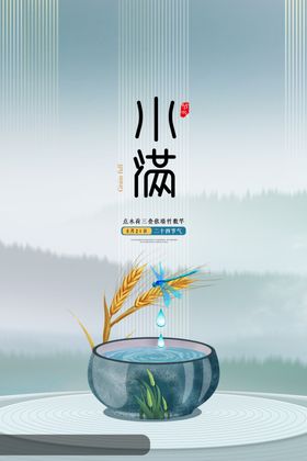 清新二十四节气小满节日海报