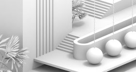 C4D创意小场景3D立体白模