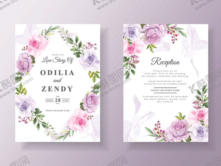 编号：33203811010554327720【酷图网】源文件下载-花卉婚礼请柬