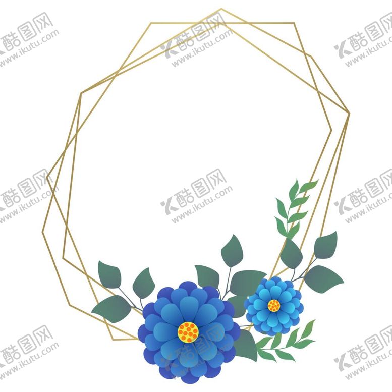编号：30859210041719397126【酷图网】源文件下载-金色边框植物花环