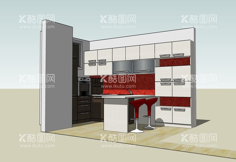 编号：26274611031946414341【酷图网】源文件下载-饮料台吧台厨房室内设计模型一角