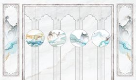 山水画造型背景墙