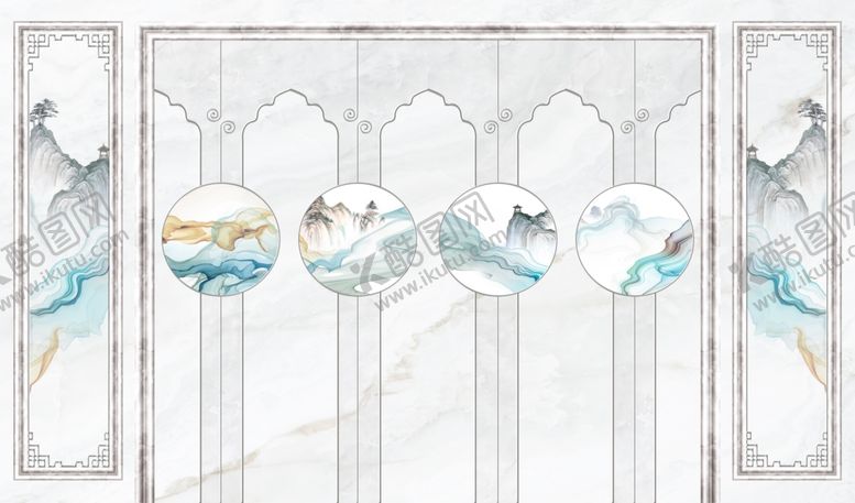 编号：78121510281426114022【酷图网】源文件下载-山水画造型背景墙