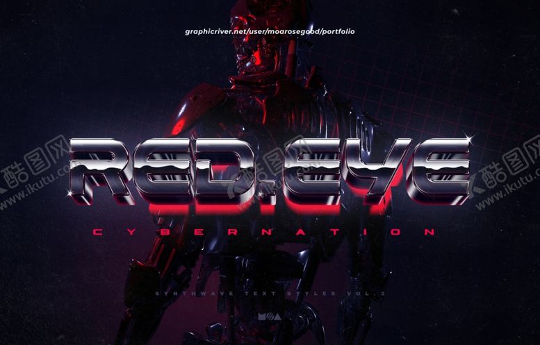 编号：99518609280319234860【酷图网】源文件下载-赛博朋克蒸汽波金属立体字