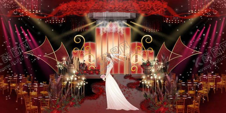 编号：62615410081922169161【酷图网】源文件下载-红色婚礼设计背景图片