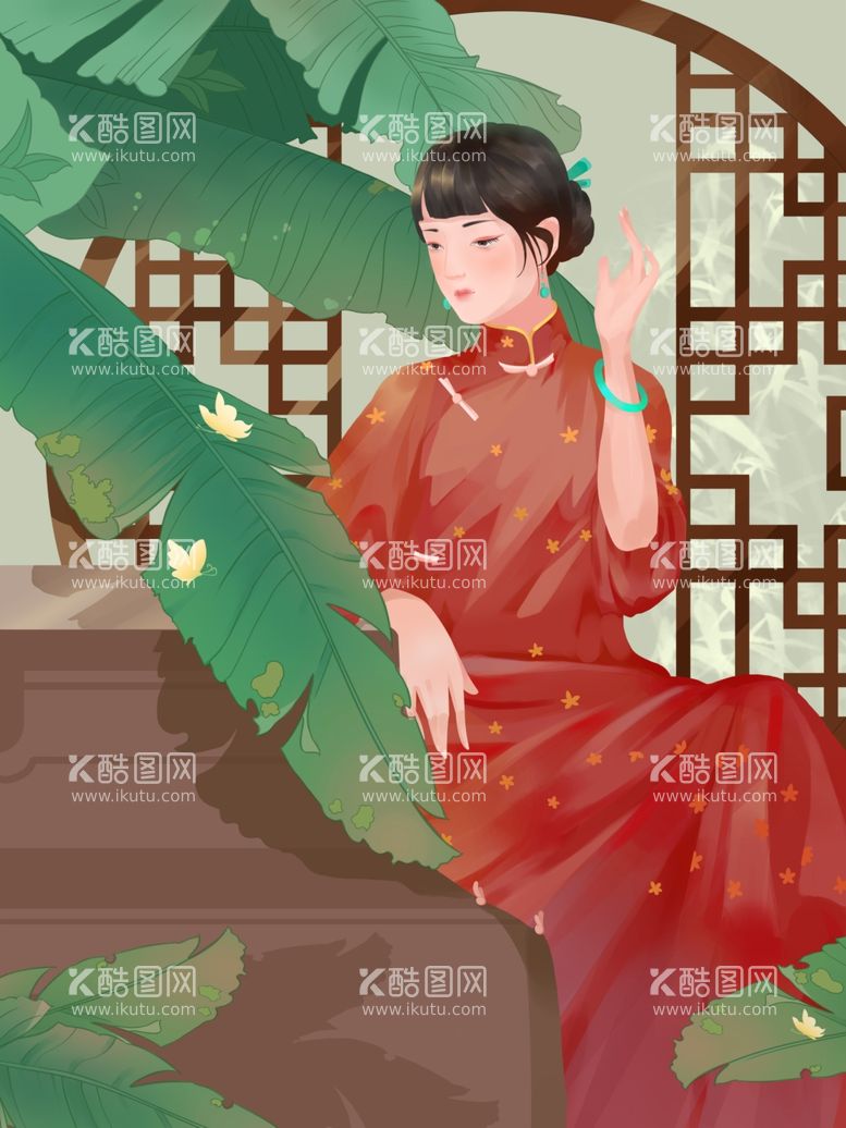 编号：79048110171853091887【酷图网】源文件下载-旗袍女