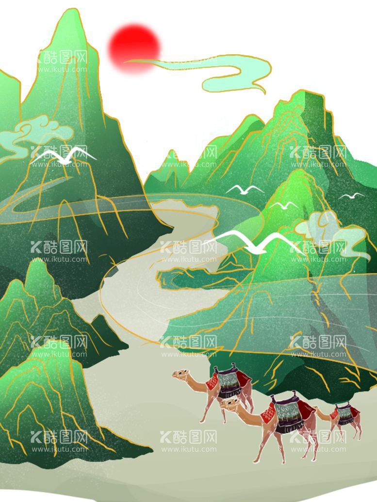 编号：70392409291044427538【酷图网】源文件下载-水墨风山水风景图