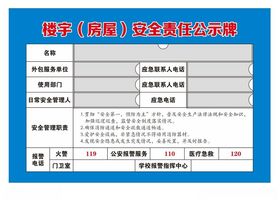 矢量楼宇安全责任公示牌