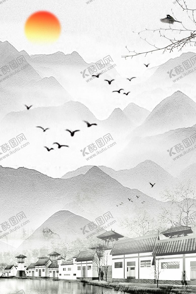 编号：76004707080236065496【酷图网】源文件下载-水墨山庄