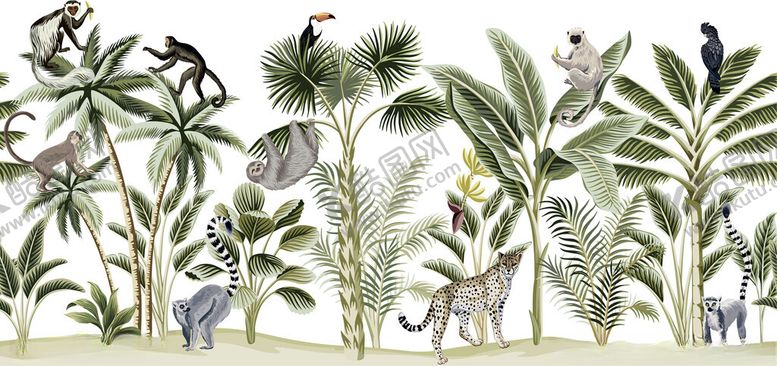 编号：95067410151921079806【酷图网】源文件下载-丛林中的多样动物与植物