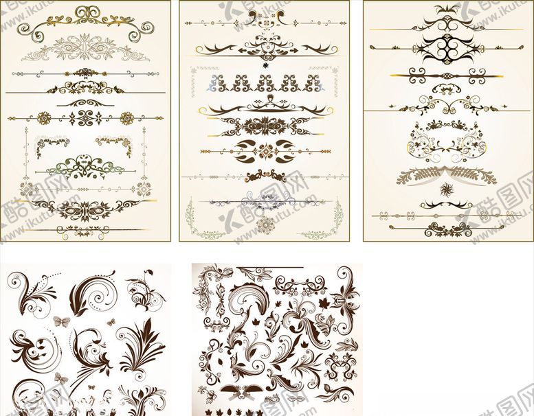 编号：61945909170127414857【酷图网】源文件下载-金棕色矢量花纹合集