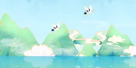 中国风背景画小清新学校