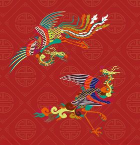 凤凰彩色矢量图