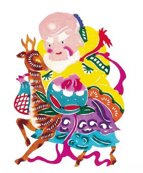 寿星水彩画