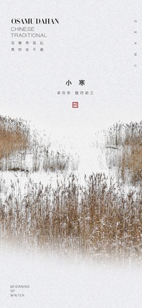 小寒二十四节气海报地产大简约