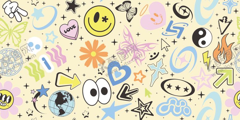 编号：76891112181753406979【酷图网】源文件下载-多彩卡通图案背景