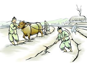 中国风背景传统文化耕地