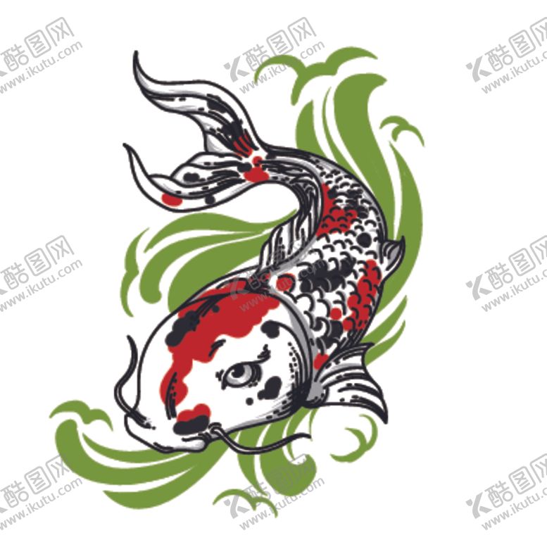 编号：86045609280649495666【酷图网】源文件下载-鲤鱼插画图案