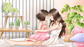 锦鲤传统清新插画卡通背景素材