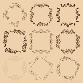 复古手绘装饰花纹集合