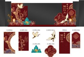 红色新中式交房美陈堆头