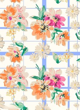 水彩花数码数码印花手绘花