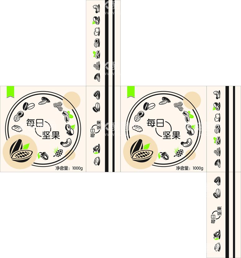 编号：44377910191333335621【酷图网】源文件下载-每日坚果包装展开图