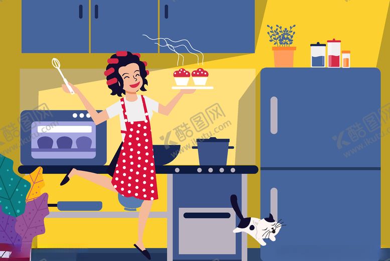 编号：56605811012159156865【酷图网】源文件下载-创意厨房料理的女子