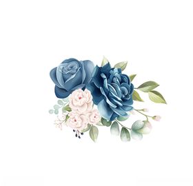 蓝色玫瑰花朵装饰元素