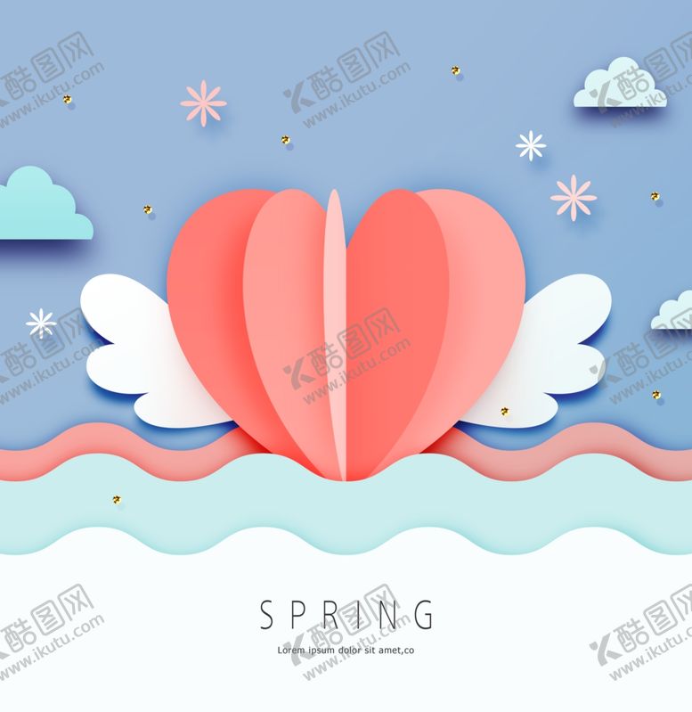 小清新简约创意海报图片唯美花开乡村心形