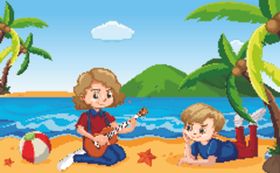 卡通夏天儿童