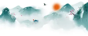 水墨山水素材图片国画色中国风