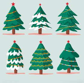 多样圣诞树插画设计