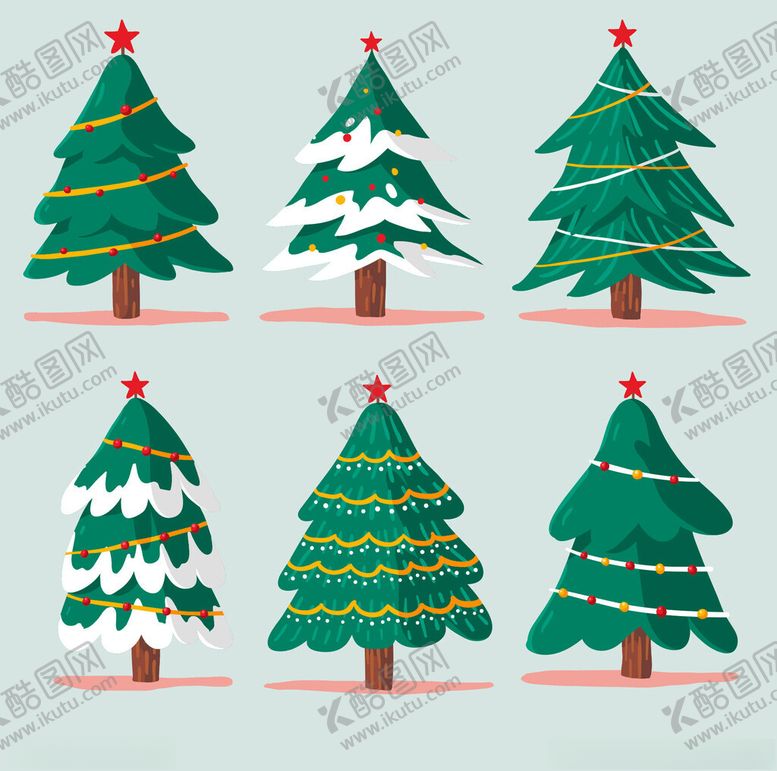 编号：77217711211431476316【酷图网】源文件下载-多样圣诞树插画设计