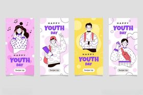 矢量卡通年轻潮流人物时尚插画