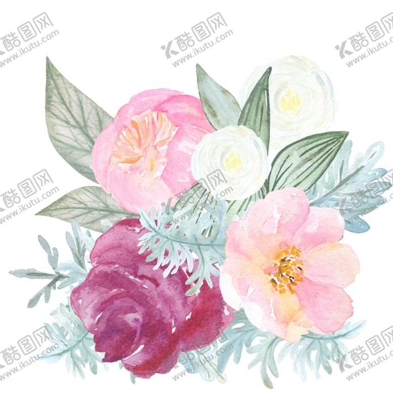 编号：39026505042154289391【酷图网】源文件下载-北欧小清新水彩花朵插画