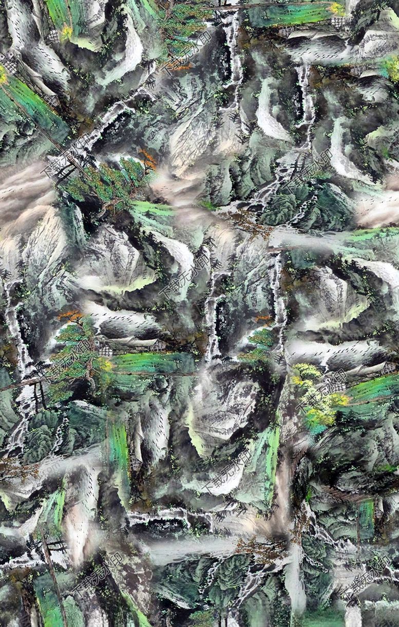 编号：60904909300727134584【酷图网】源文件下载-水墨画印花