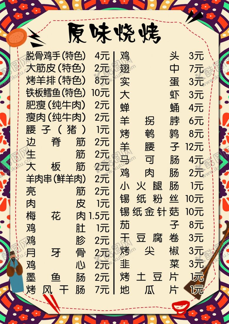 编号：50304906231846166276【酷图网】源文件下载-烧烤菜单